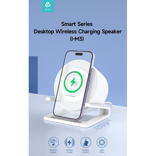 ENCEINTE DE BUREAU BLUETOOTH 5W + STATION DE RECHARGE INDUCTION 15W + LAMPE DE NUIT + EFFETS LUMINEUX - DEVIA - 8