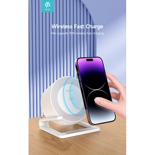 ENCEINTE DE BUREAU BLUETOOTH 5W + STATION DE RECHARGE INDUCTION 15W + LAMPE DE NUIT + EFFETS LUMINEUX - DEVIA - 9