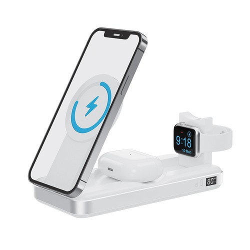 BATTERIE DE SECOURS 10 000 MAH 3-EN-1 WATCH + AIRPODS - BLANCHE - 1