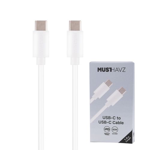 CABLE CHARGE USB-C VERS USB-C PD 3.0 (60W) - LONGUEUR 1M - BLANC - 1