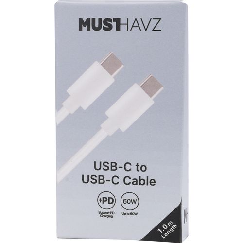 CABLE CHARGE  USB-C VERS USB-C PD 3.0 (60W) - LONGUEUR 1M - BLANC - 3