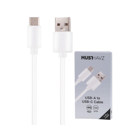 CABLE CHARGE USB-A VERS USB-C (15W) - LONGUEUR 1M - BLANC - 1