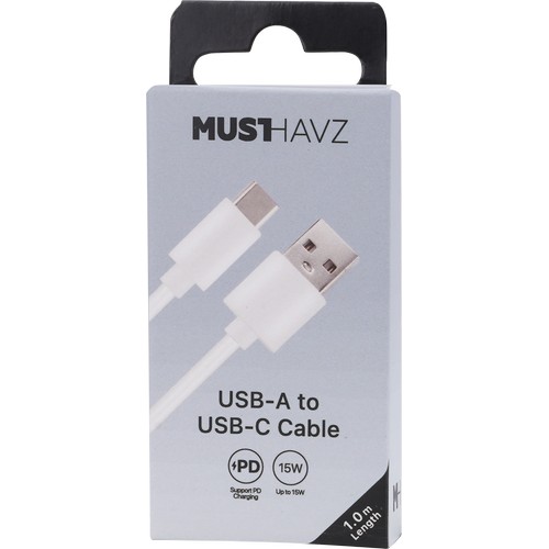 CABLE CHARGE USB-A VERS USB-C (15W) - LONGUEUR 1M - BLANC - 4