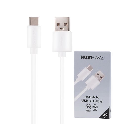 CABLE CHARGE  USB-A VERS USB-C (15W) - LONGUEUR 1M - BLANC - 4
