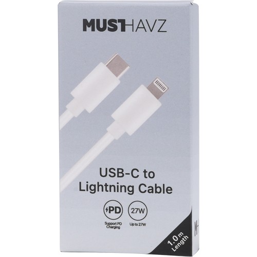 CABLE CHARGE USB-C VERS LIGHTNING PD 3.0 (27W) - LONGUEUR 1M - BLANC - 3