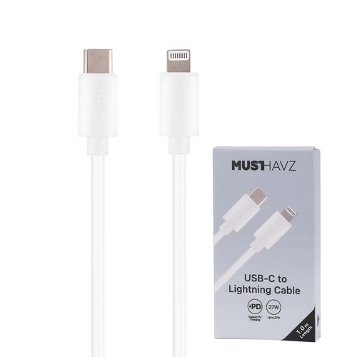CABLE CHARGE USB-C VERS LIGHTNING PD 3.0 (27W) - LONGUEUR 1M - BLANC - 1