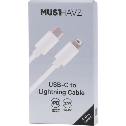 CABLE CHARGE  USB-C VERS LIGHTNING PD 3.0 (27W) - LONGUEUR 1M - BLANC - 3