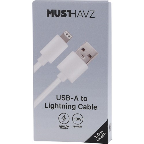 CABLE CHARGE USB-A VERS LIGHTNING (10W) - LONGUEUR 1M - BLANC - 3