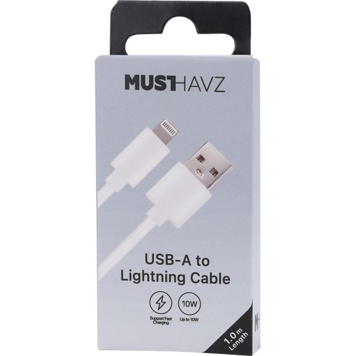 CABLE CHARGE USB-A VERS LIGHTNING (10W) - LONGUEUR 1M - BLANC - 4