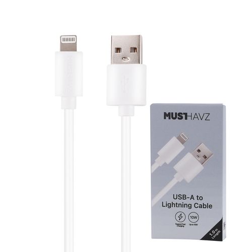 CABLE CHARGE USB-A VERS LIGHTNING (10W) - LONGUEUR 1M - BLANC - 1