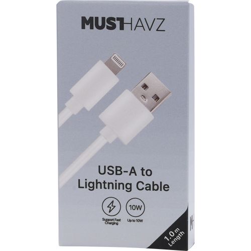 CABLE CHARGE  USB-A VERS LIGHTNING (10W) - LONGUEUR 1M - BLANC - 3