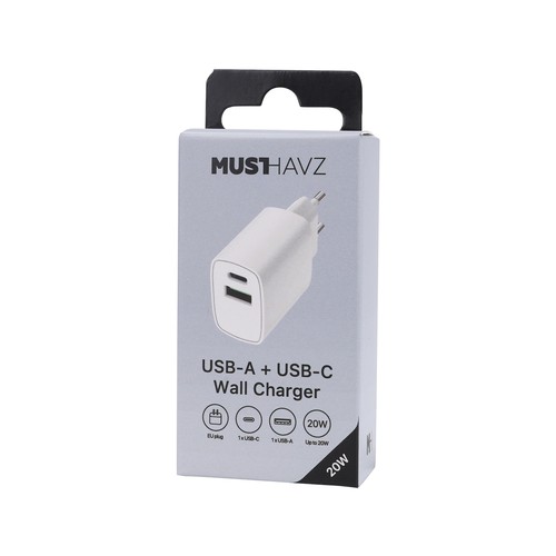 CHARGEUR SECTEUR DOUBLE USB : USB-A 18W + USB-C 20W PD - BLANC - 4