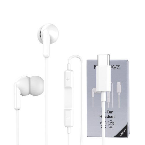 ECOUTEURS INTRA-AURICULAIRE TYPE-C + TELECOMMANDE + MICRO - BLANC - 1