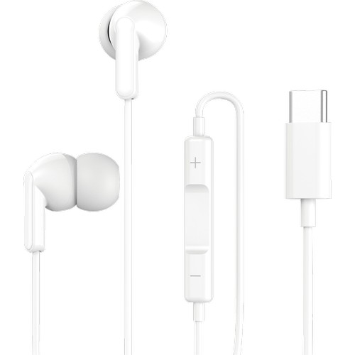 ECOUTEURS INTRA-AURICULAIRE TYPE-C + TELECOMMANDE + MICRO - BLANC - 2