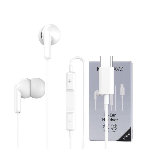 ECOUTEURS INTRA-AURICULAIRE TYPE-C + TELECOMMANDE + MICRO - BLANC - 1