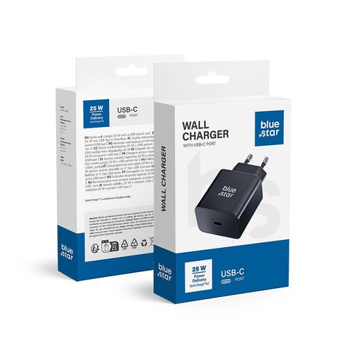 CHARGEUR SECTEUR RAPIDE USB-C 25W PD NOIR - BLUE STAR - 1