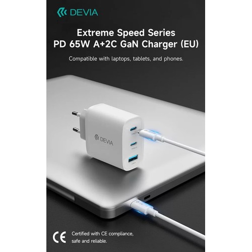 CHARGEUR SECTEUR GAN USBC 65W BLANC - 6