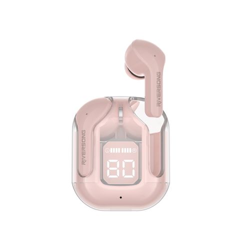 ECOUTEURS  BLUETOOTH 5.3 AVEC AFFICHAGE DIGITAL ROSE - AIR FLY M2 - CHRYSTAL - RIVERSONG - 2