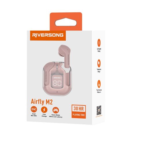 ECOUTEURS  BLUETOOTH 5.3 AVEC AFFICHAGE DIGITAL ROSE - AIR FLY M2 - CHRYSTAL - RIVERSONG - 3