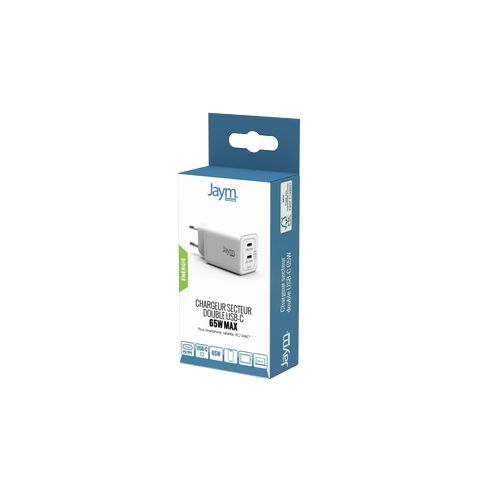 CHARGEUR SECTEUR  2 USBC GAN 65W  BLANC  JAYM® - 8
