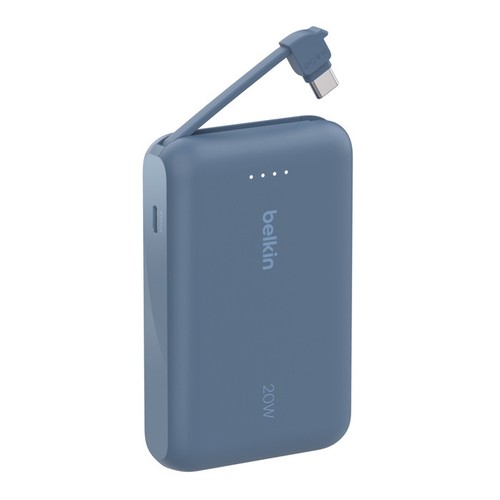 BATTERIE DE SECOURS 10 000 MAH - CABLE USB-C INTEGRÉ - BLEUE - BELKIN - 2