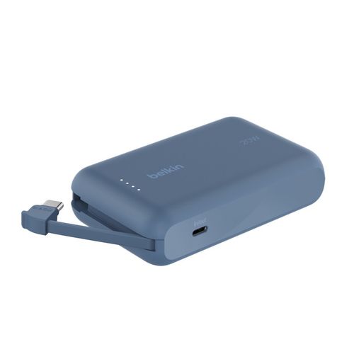 BATTERIE DE SECOURS 10 000 MAH - CABLE USB-C INTEGRÉ - BLEUE - BELKIN - 1