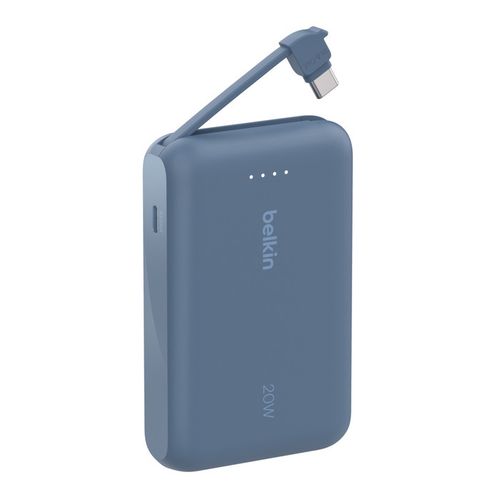 BATTERIE DE SECOURS 10 000 MAH - CABLE USB-C INTEGRÉ - BLEUE - BELKIN - 2