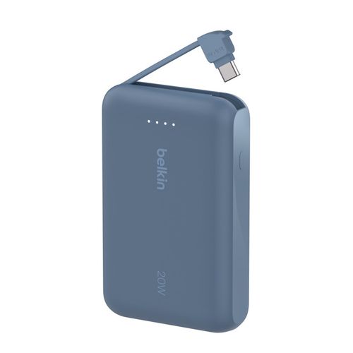 BATTERIE DE SECOURS 10 000 MAH - CABLE USB-C INTEGRÉ - BLEUE - BELKIN - 3