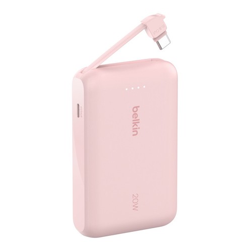 BATTERIE DE SECOURS 10 000 MAH - CABLE USB-C INTEGRÉ - ROSE - BELKIN - 2