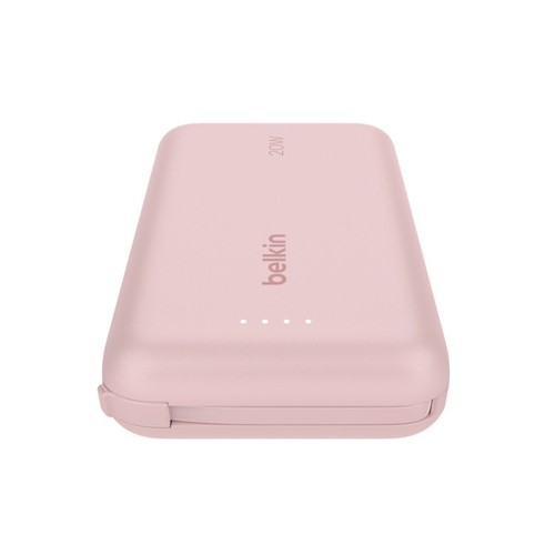 BATTERIE DE SECOURS 10 000 MAH - CABLE USB-C INTEGRÉ - ROSE - BELKIN - 5