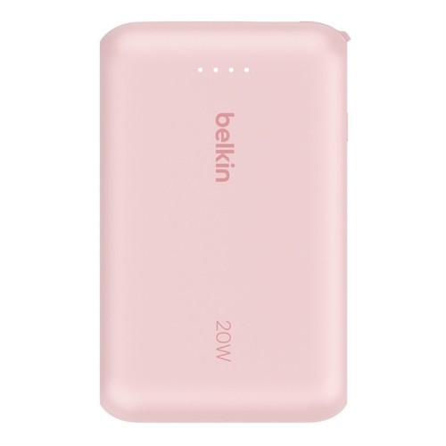 BATTERIE DE SECOURS 10 000 MAH - CABLE USB-C INTEGRÉ - ROSE - BELKIN - 6
