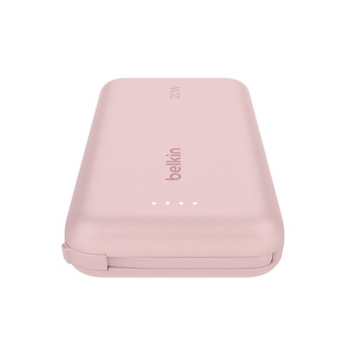BATTERIE DE SECOURS 10 000 MAH - CABLE USB-C INTEGRÉ - ROSE - BELKIN - 5
