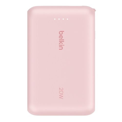 BATTERIE DE SECOURS 10 000 MAH - CABLE USB-C INTEGRÉ - ROSE - BELKIN - 6