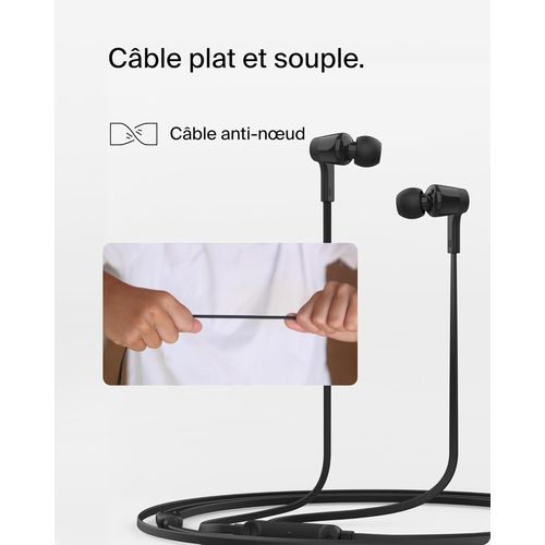 ECOUTEURS FILAIRES USB-C INTRA-AURICULAIRES - CABLE PLAT - BLEU - 7