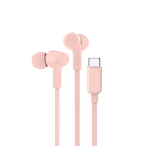 ECOUTEURS FILAIRES USB-C INTRA-AURICULAIRES - CABLE PLAT - ROSE - 1