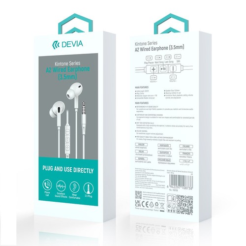 ECOUTEURS INTRA-AURICULAIRES JACK 3,5MM + TELECOMMANDE + MICRO BLANC - 5