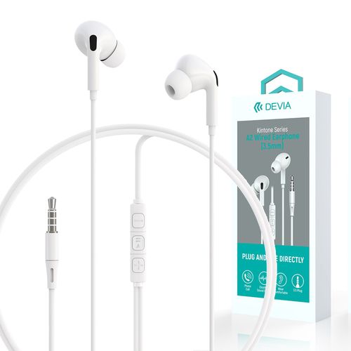 ECOUTEURS INTRA-AURICULAIRES JACK 3,5MM + TELECOMMANDE + MICRO BLANC - 1