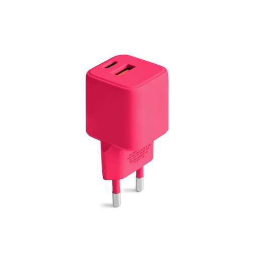 CHARGEUR SECTEUR *GAN* DOUBLE : USB-A 18W QC + USB-C 30W PD - COLORUM ROUGE - 2