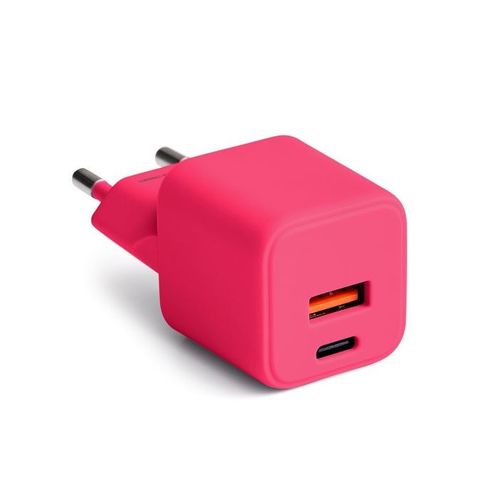 CHARGEUR SECTEUR  *GAN* DOUBLE : USB-A 18W QC + USB-C 30W PD - COLORUM ROUGE - 4