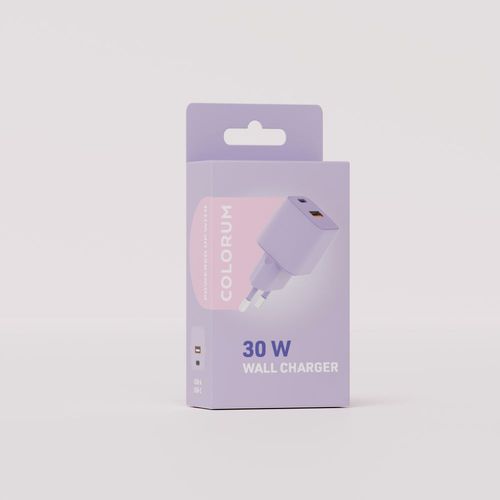 CHARGEUR SECTEUR  *GAN* DOUBLE : USB-A 18W QC + USB-C 30W PD - COLORUM LAVANDE - 3