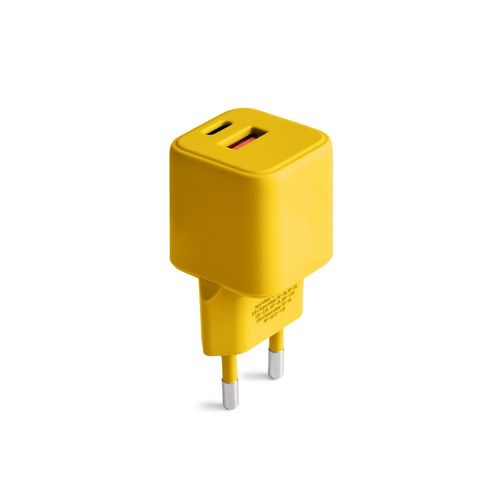CHARGEUR SECTEUR  *GAN* DOUBLE : USB-A 18W QC + USB-C 30W PD - COLORUM JAUNE - 2