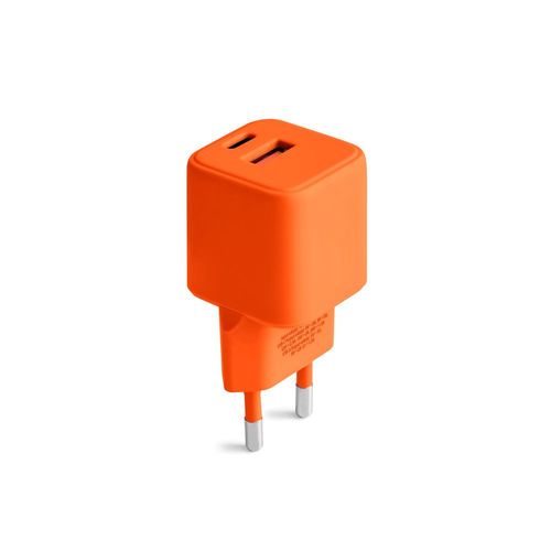 CHARGEUR SECTEUR  *GAN* DOUBLE : USB-A 18W QC + USB-C 30W PD - COLORUM ORANGE - 2