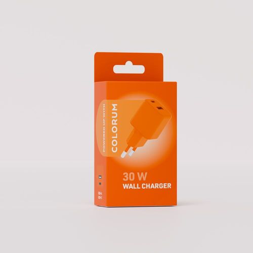 CHARGEUR SECTEUR  *GAN* DOUBLE : USB-A 18W QC + USB-C 30W PD - COLORUM ORANGE - 3