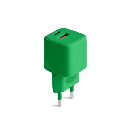 CHARGEUR SECTEUR  *GAN* DOUBLE : USB-A 18W QC + USB-C 30W PD - COLORUM VERT - 2