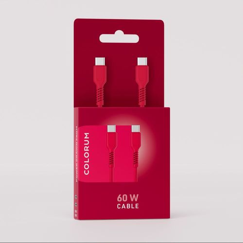 CABLE CHARGE  USB-C VERS USB-C PD (60W) - LONGUEUR 1.8M - COLORUM ROUGE - 3