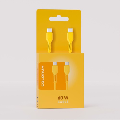 CABLE CHARGE USB-C VERS USB-C PD (60W) - LONGUEUR 1.8M - COLORUM JAUNE - 3