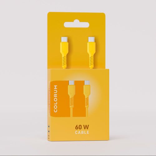 CABLE CHARGE  USB-C VERS USB-C PD (60W) - LONGUEUR 1.8M - COLORUM JAUNE - 3