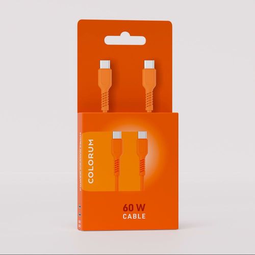 CABLE CHARGE  USB-C VERS USB-C PD (60W) - LONGUEUR 1.8M - COLORUM ORANGE - 3