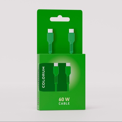 CABLE CHARGE USB-C VERS USB-C PD (60W) - LONGUEUR 1.8M - COLORUM VERT - 3