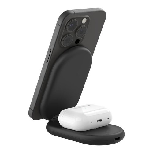 STATION DE RECHARGE PLIABLE 2-EN-1 AVEC INDUCTION Qi2 15W POUR IPHONE / AIRPODS - 4